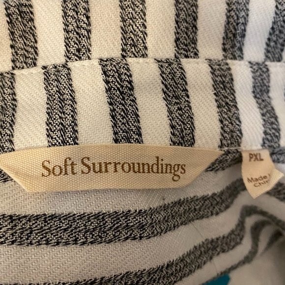 Soft Surrender Boho Button Down 3/4 Sleeve Striped Tunic Womens Top Size PXL - Picture 10 of 11